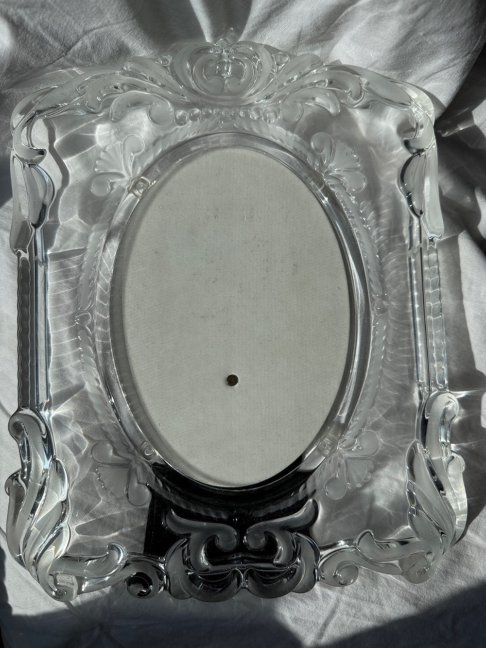 Ornate Clear Glass Decorative Picture Frame - heavy  11x9 pic 7.5x5.5”